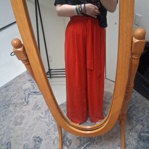 Flying Tomato Red Paperbag Trousers Sm. Wide Leg Palazzo‎ Belted Flowy Y2K Retro